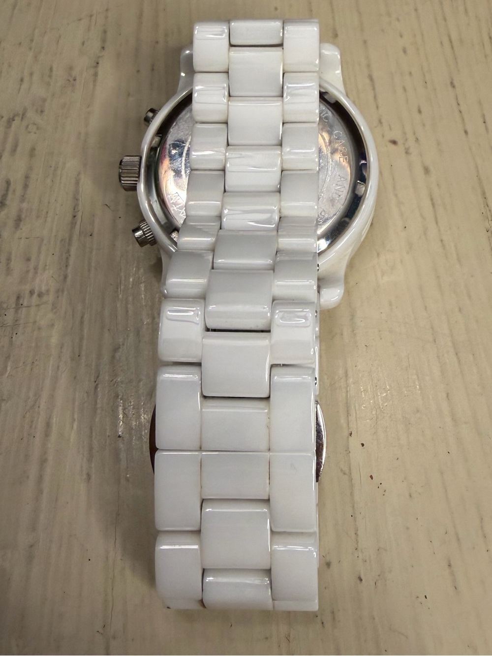 Michael Kors MK5161 White Ceramic Chronograph Runway Bracelet Watch w/ Subdials - Picture 4 of 12